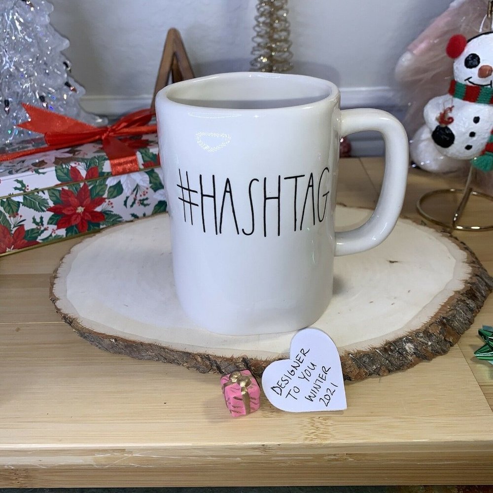 Rae Dunn Magenta Big M Stamped #HASHTAG Mug Dimpled HTF Retired